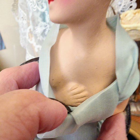 Antique Chalk Ware Art Deco Pin Cushion Doll - Picture 8 of 9